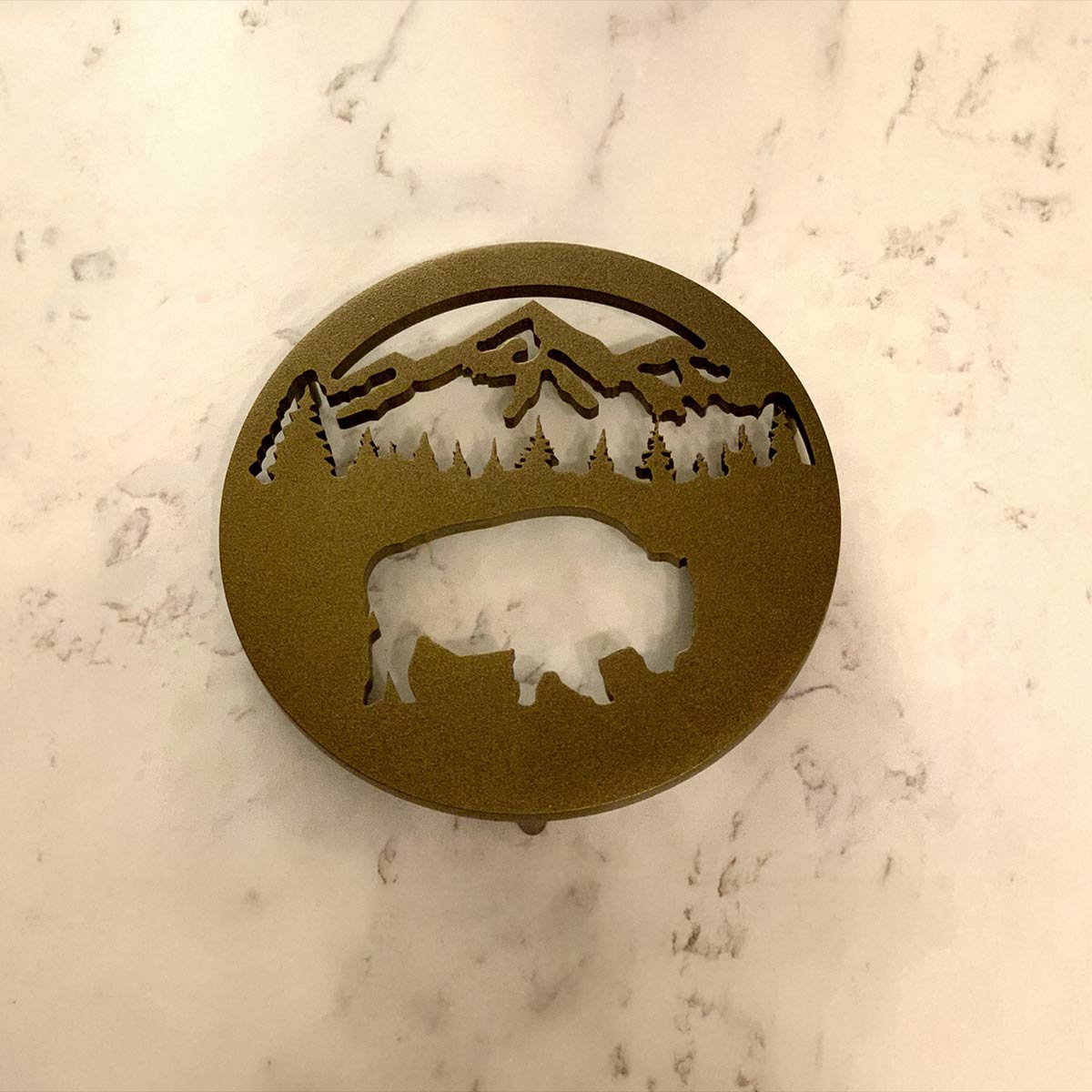 Yellowstone Tetons Bison Western Skies Trivet
